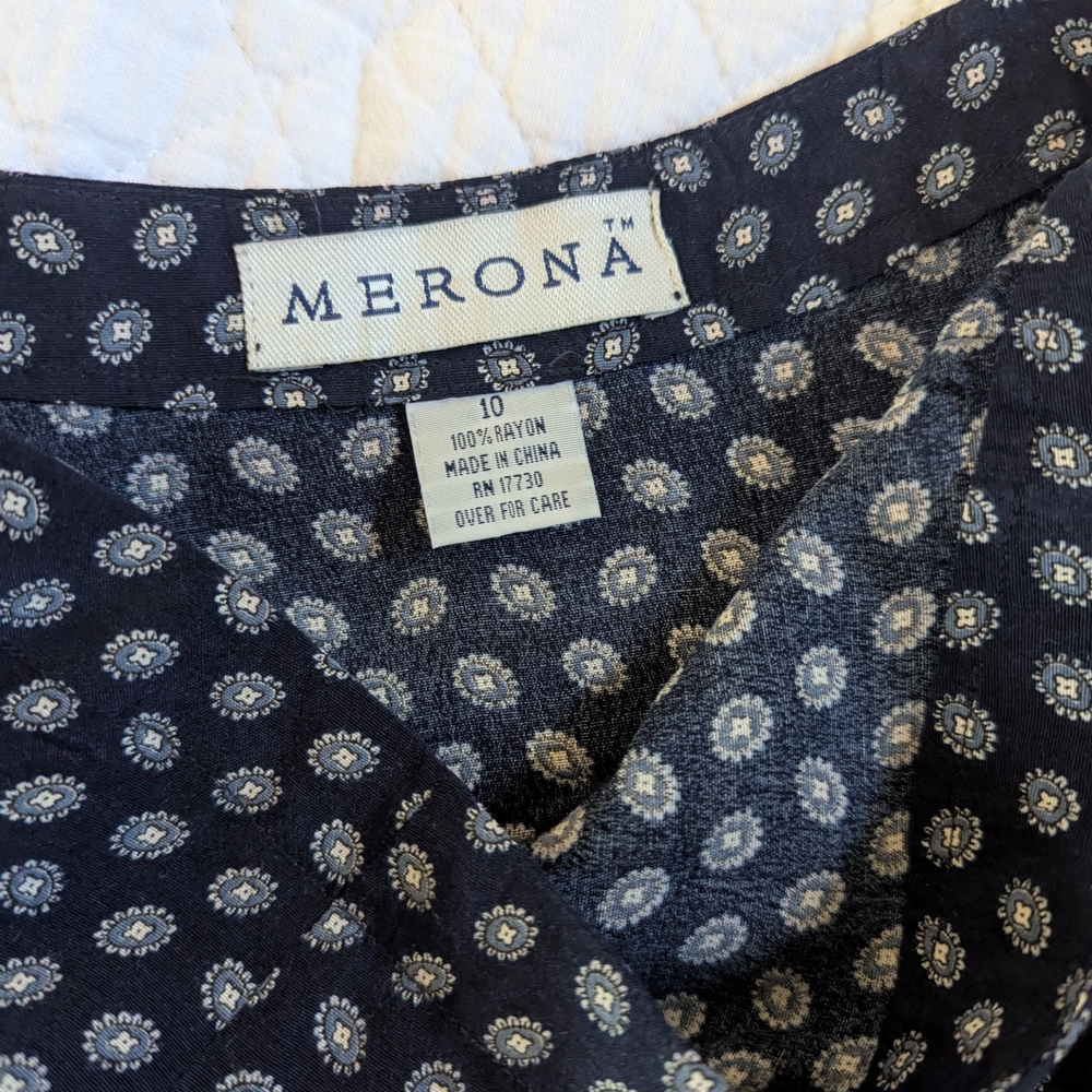 Merona Dark Blue Mini Skirt with White Pattern - Picture 4 of 6